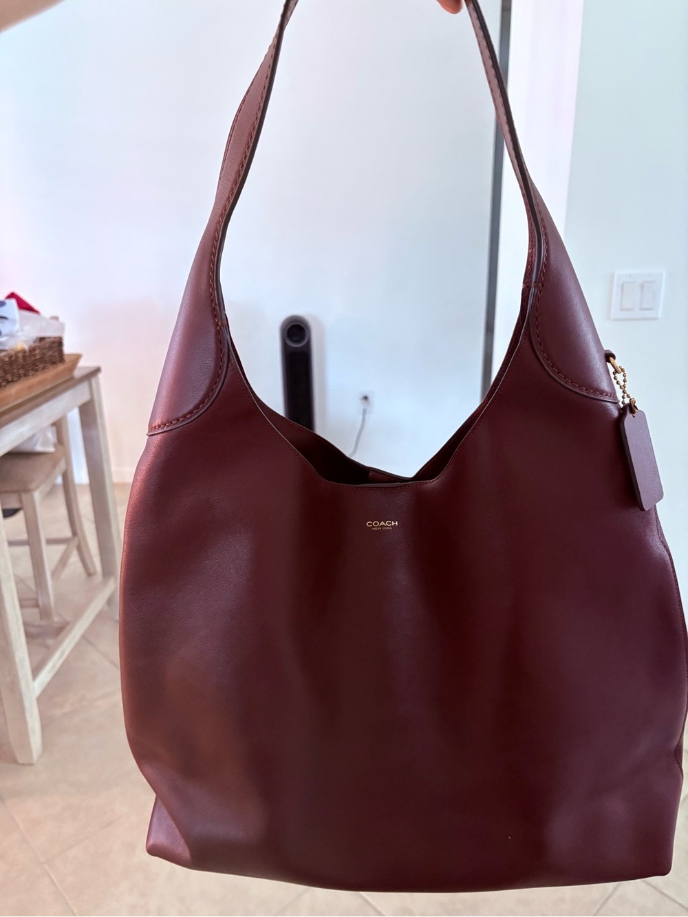 Coach Wine Leather Hobo Shoulder Bag